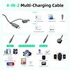 A-Pce 4-in-2 Multi Charging Cable with Smartwatch Charging, Grey-5FT