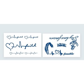 2 Blätter Temporäres Herzschlag Tattoo Schiffsanker Tattoo Schrift Tattoo Feder Semi-Permanentes Tattoo GZ46 153