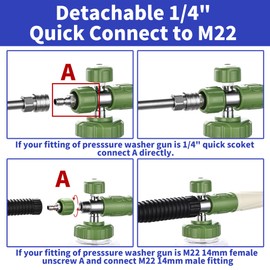 Selkie Foam Cannon with Double Tip Attachment,Adjustable Pressure Washer Foam Blaster with with Dual-Connector Accessory,5 Power Washer Sprayer Nozzles, 1/4" Quick Connect, 3600 PSI