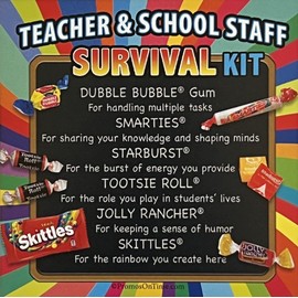 Teacher Appreciation & School Staff Survival Kits (12 per set) Fun Candy Treat Gift Kit Idea for Teacher Appreciation Week