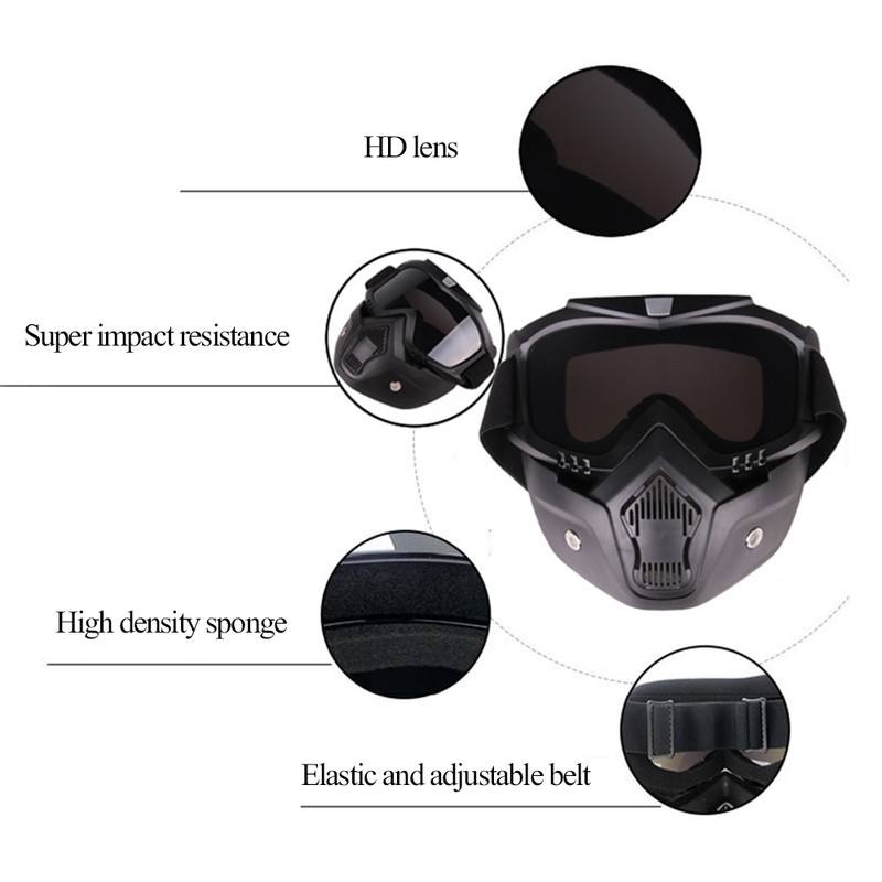 Modular Mask Detachable Goggles Motorcycle Racing Helmet Protective Face Mask