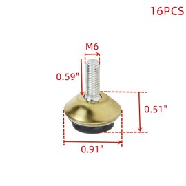 WDONAY M6 Adjustable Furniture Feet 16Pcs Swivel Furniture Leg Levelers Table Chair Leveling Feet, Angle Height Adjustable, Gold