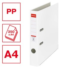 Esselte A4 Lever Arch File, White, 52mm Spine, Plastic, Pack of 1, 81190