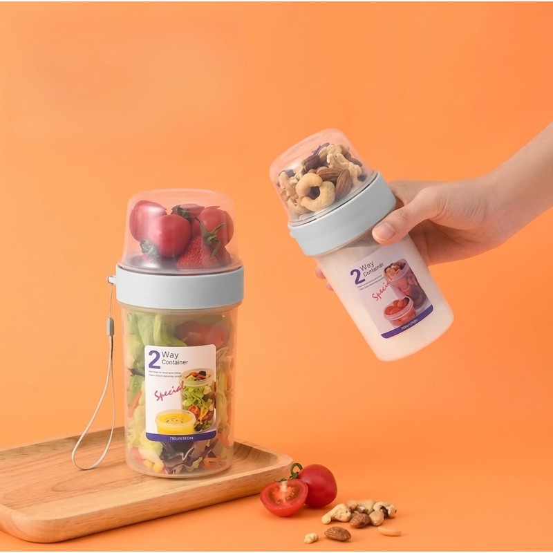 Breakfast Cereal & Yogurt Container with Fork – Sealed Food