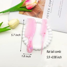 Small Cute Hair Comb,2 Piece Mini Hair Comb Set For Girls Boys Kids Fine Tooth Rat Tail Comb Portable Anti-Static Plastic Hairdressing Comb Hair Combs Gift For Wet And Dry