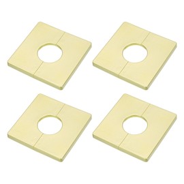 uxcell 4pcs Wall Split Flange 86mm / 3.4" Length Escutcheon Plate ABS Square Self-Adhesive Plumbing Cover Plates for 33mm / 1.3" Dia Water Pipe Faucet Decoration Accessories, Gold
