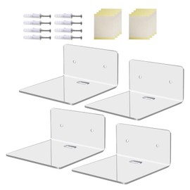QYCX 12Pcs Acrylic Shelves Acrylic Floating Shelves Acrylic Shelves Wall Mount Display Shelf Floating Display Shelves Clear Rack Wall Mounted Floating Stand for Home Kitchen Room Bathroom Bedroom