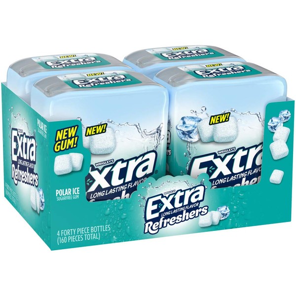 Extra Refreshers, Polar Ice Chewing Gum, 40 Count,Pack of 4