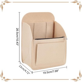 WADORN Felt Backpack Organizer Insert, Multi-Pocket Rucksack Shoulder Bag Interior Shaper Multifunctional Bag in Bag Travel Rucksack Insert Bag Organizer with Zipper, 19.5x12x26.5cm, Khaki