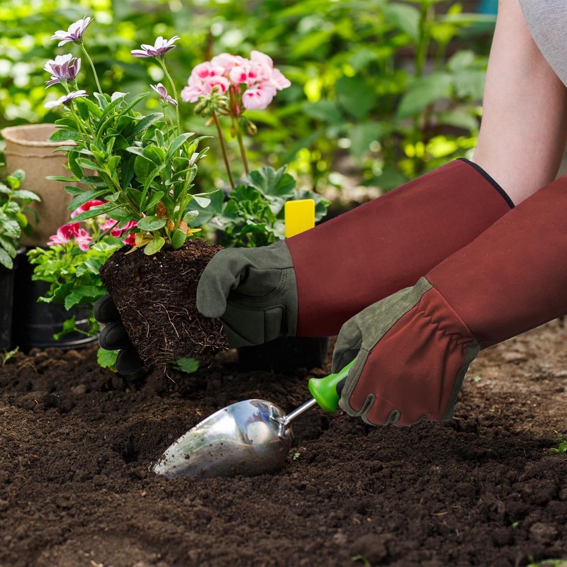dellyy Gartenhandschuhe für Damen und Herren (Rot)