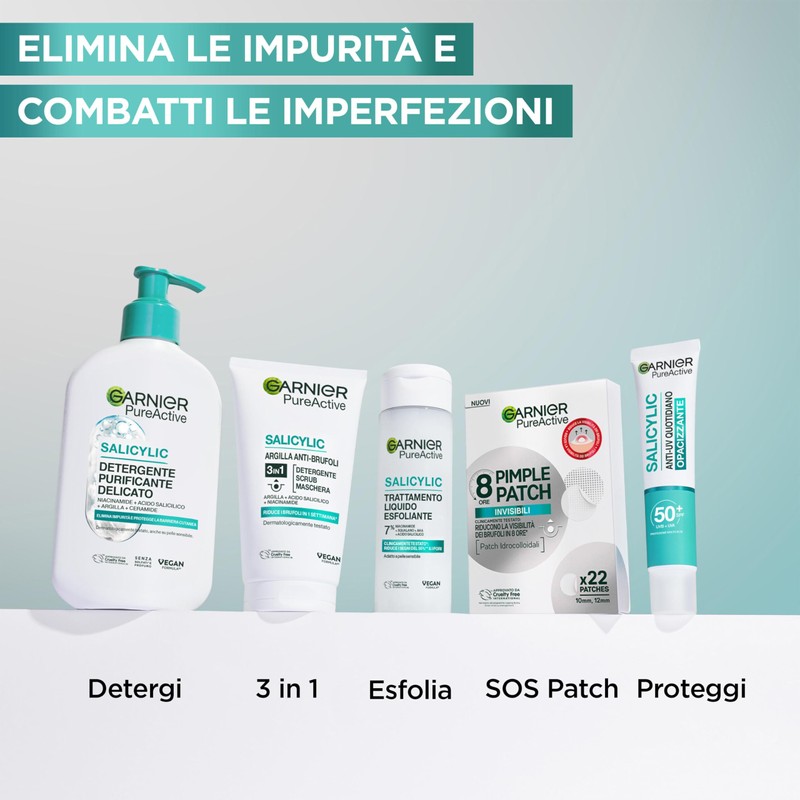 Garnier Maschera 3in1 Argilla, Per Pelli Miste e Con Imperfezioni,
