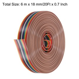 sourcing map 1 Pcs 14 Pin Flat Rainbow Ribbon Cable 20 Ft 1.27mm Pitch Breadboard Jumper Wires for Electronic Projects