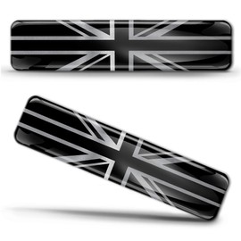 2 x 3D Domed Silicone Silver Stickers Decals UK United Kingdom Union Jack National Great Britain England Flag Car Motorcycle Helmet F 127