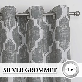 Beauoop 100% Blackout Curtains 72 Inches Long 2 Panels for Bedroom Living Room Grey Moroccan Geo Room Darkening Thermal Insulated Soundproof Grommet Top Window Treatments Drapes, 50x72 Set of 2