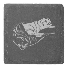 4 x 'Black Labrador Retriever' 10cm Square Slate Coasters (CR00213561)