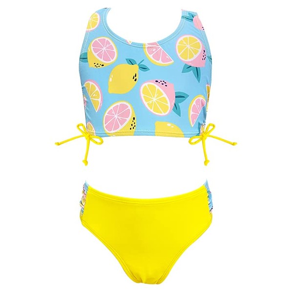 SHEKINI Girls' Two Piece Swimsuits Beautiful Print Pattern Sporty Vest