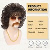 Angzon Men's Brown Short Curly 70s 80s Mullet Costume Wig