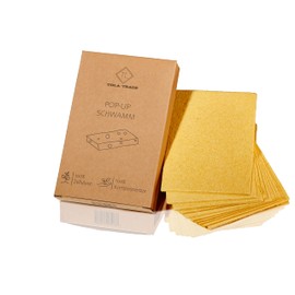 Tola Pop Up Sponge, Swelling Sponge, Pack of 10, Yellow - Sustainable Cellulose Washing Up Sponges, Absorbent Cleaning Sponge for the Kitchen, Scratch-Free, Organic Washing Sponge, Household Sponge, Reusable