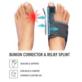 Bunion Corrector Big Toe Straightener - Adjustable Bunion Splint with 2 Angled Plates | Bunion Toe Separator with Double Non-slip Straps for Day | Night Support - Fits Right | Left Foot (2PCS)