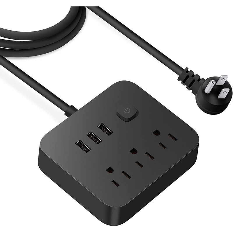 Lostrain Multicontactos USB,Regleta de Alimentación con 3 Ca(10A) y 3