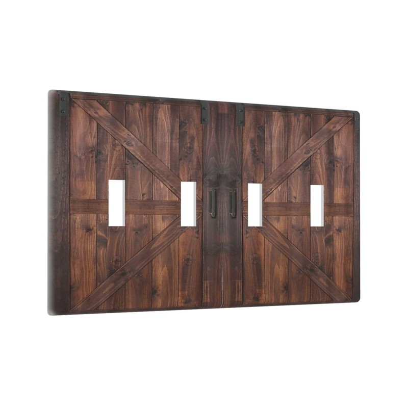 Wpshijia Light Switch Cover Rustic Brown Barn Door Retro Wood