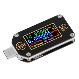 MakerHawk Medidor de energía USB, TC66 USB Tester Tipo C Medidor de voltaje USB y probador de corriente, 0.96 pulgadas IPS Color LCD Probador de potencia multímetro PD Amperímetro Voltímetro QC 2.0 3.0