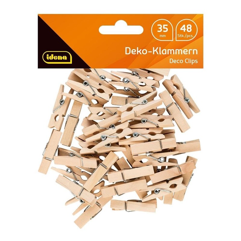 Idena 63134 Mini Wooden Clothes Pegs, Pack of 48, Approx.