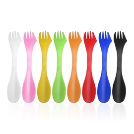 QIHUAN 8 Pieces Plastic Forks, Reusable Tableware, Outdoor Portable Spoons, Creative Tableware.
