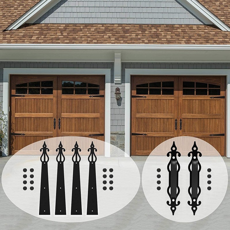CCJH Garage Door Decorative Hardware Kit Solid Steel Hinges Handles