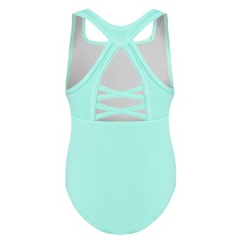 Phineein Girls Gymnastics Leotards Hollow Back Crisscross - Kids Sleeveless Ballet Dance Fancy Leotard (Mint Green,13-14Y)