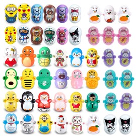Random Tumbler Wobbler Toys - Stress Relief 70PCS Colorful Mini Roly-poly Wobbling Toys - Self-righting Miniature Cartoon Desktop Toys | Early Education for Kids & Adults