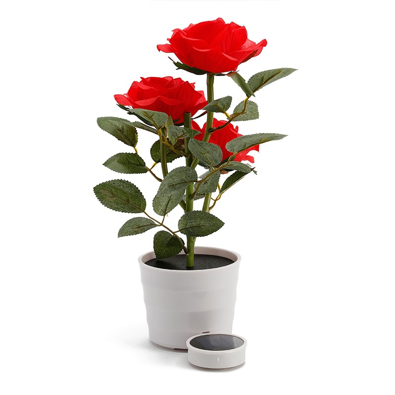 Solar Decorative Light Pot LED Simulation Flower Lights Outdoor for