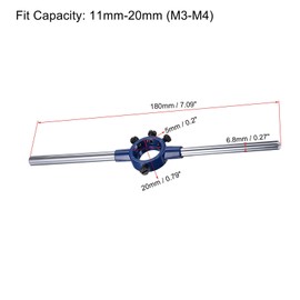MACHSWON Round Die Stock Handle Wrench Set,#4-40 UNC Threading Die and 20mm Die Holder (Fits: 11mm-20mm OD Die / M3-M4 Thread Die) Adjustable for Bolt Thread Repair
