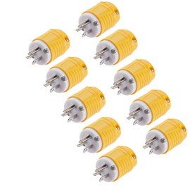Suplevel 20 Amp 125 Volt Electrical Replacement Plugs 10PCS, NEMA 5-20P Extension Cord Male Ends, 2 Pole, 3 Wire Grounding, Industrial Grade, Straight Blade, Heavy Duty, ETL Listed