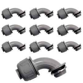 10Pcs 90° Liquid Tight Conduit Connectors, Plastic Liquid Tight Connector for Electrical Flexible Conduit Fittings NPT Non-Metallic Connectors, for Home Outdoor Tubes Tools, NLTC90-50 1/2"