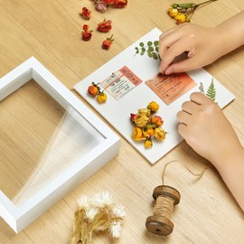 MUXIUNT 8×8 Shadow Box Picture Frame Display Cases with Soft Linen Back,Small Large Mini White Deep Shadow Memory Box Frame 8×8 for Baby Wedding Pet Graduation Items Flower Craft Ticket Photo