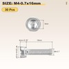 METALLIXITY Socket Head Cap Screw(M4-0.7x16mm)30Pcs, 304 Stainless Steel Allen Socket