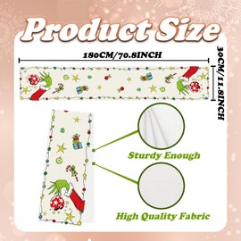 Christmas Table Runner,Christmas Decorations,33×200 CM Long Christmas Table Runners,Christmas Table Runner with Snowflakes Christmas Tree Snowman Pattern for Dining Home Party Decor (2)