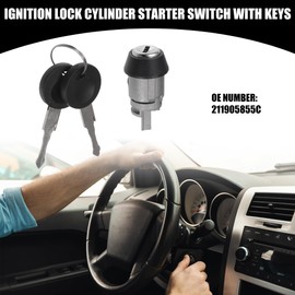 Partuto Ignition Lock Cylinder with Keys No. 211905855C - for Volkswagen T2 Transporter Bus 1971-1979 Metal Silver Tone - 1 Set