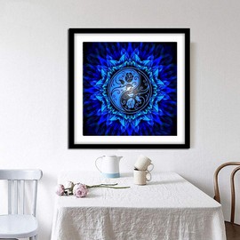 5D Diamond Painting Diamond Painting Pictures, Wowdecor Mandala Yin and Yang Blue Rose Full Set Large DIY Diamond Painting by Numbers
