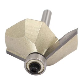 XMHF 1/4-inch Shank 1-inch Cutting Length Ball Bearing 45 Degree Chamfer Corner Router Bit Two Flutes Corner Router Bit Silver Tone
