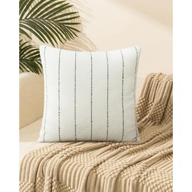 Merrycolor Set of 1 Cushion Cover, 45 x 45 cm, Boho Soft Decorative Cushion, Sofa Cushion Cover, Decorative Pillowcase with Zip for Living Room (45 x 45 cm, White)