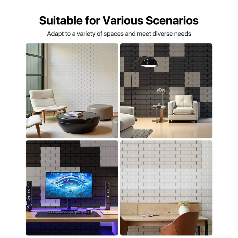 Soundproof Wall Panels Self-adhesive, Acoustic Panels 18 Pack Brick Wall