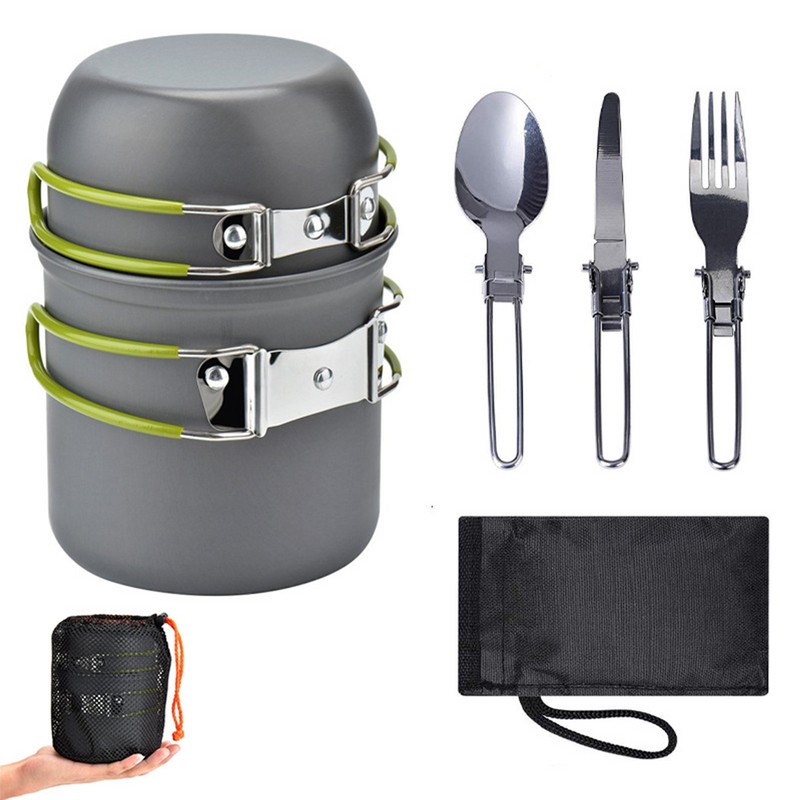 HomeCraft Camping Cookware Mess Kit Lightweight – Durable Space-Saving Construction