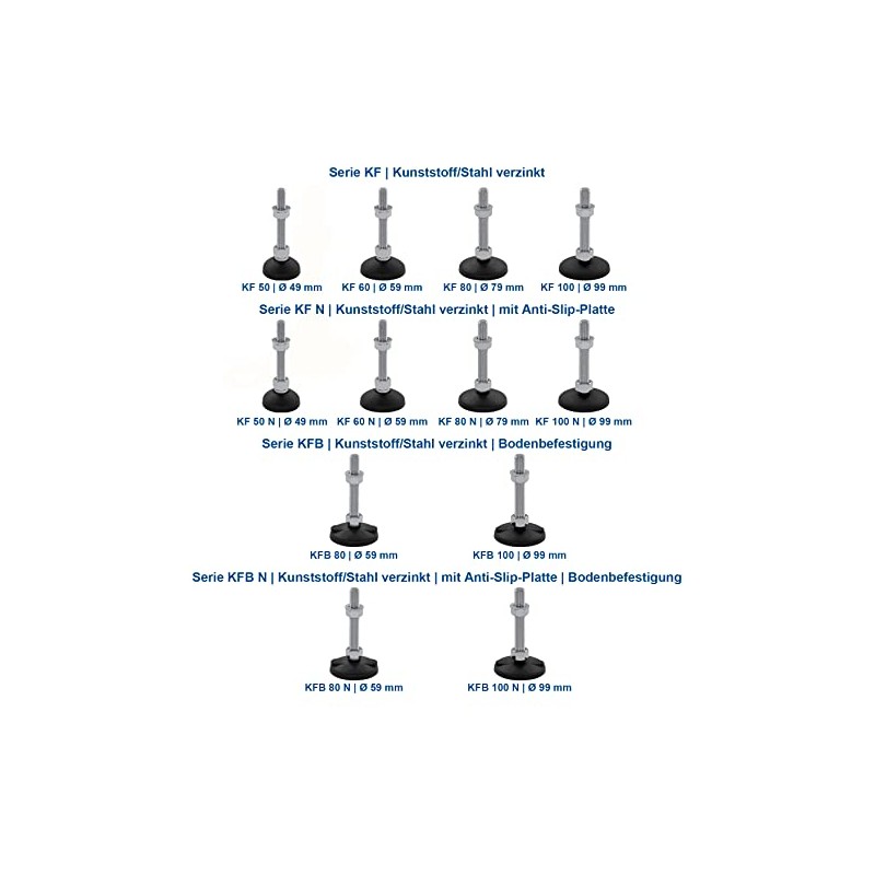 Schwaderer Machine Feet, Leveling Feet, Levelling Feet, Joint Feet, Height-Adjustable