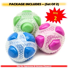 2x Dog Toys GLOW IN THE DARK Dog Ball Squeaky Balls for Dogs Rubber Ball Dog Stick Fetch FLOURESCENT Pet Glow Balls Interactive Dog Toys for Boredom Dog Balls for Training (Assorted (Pack of 2))