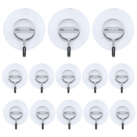 JRSHIRLEYLTD 13 Stück Transparente Haken Selbstklebend,‎Round Klebrige Haken,Wand Klebehaken Für Bad Küche Decke, Selbstklebende Wandhaken Ohne Bohren, Magische Haken Set