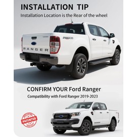 Yldqcfu Heavy Duty Mud Flaps for 2019-2023 Ford Ranger ，Front & Rear Splash Guards, 4-Piece ABS Plastic Mud Flaps, No-Drill Easy Installation