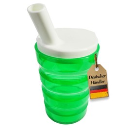 FabaCare Drinking Cup with Two Lids, Grooved Cup, Sippy Cup, Easy To Clean Special Seal, Green