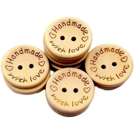 100 Pcs 15mm Love Wooden Button with Handmade Round 2 Holes Wood Buttons Sewing Letter Love Scrapbooking for DIY Home Wedding Sewing Decor, Useful and Attractive